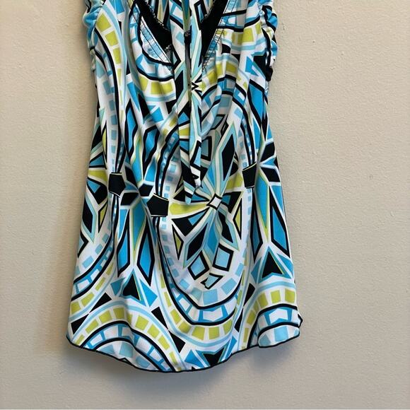 BCX S tank top white blue geometric summer Y2K 90s vibes abstract halter - Picture 7 of 7